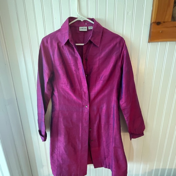 Thin Purple / Pink Sheen Trench (Chicos 0) - Picture 1 of 3
